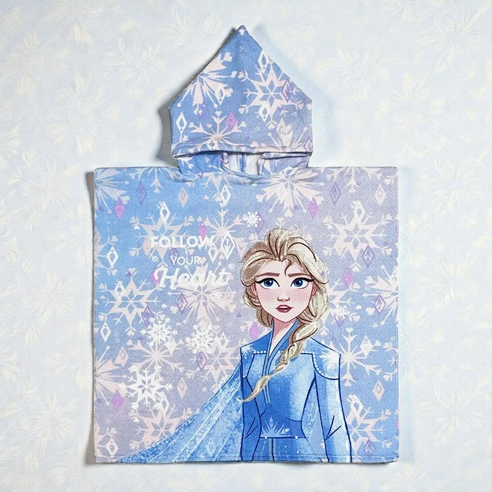 Cape de bain enfant Reine des Neiges Elsa bleu