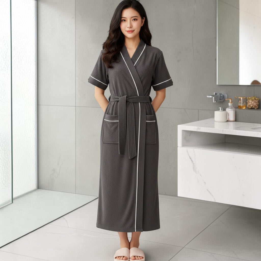 Peignoir Femme Été | Gris Foncé en Éponge