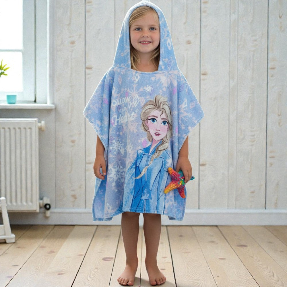 Cape de bain enfant Reine des Neiges Elsa bleu