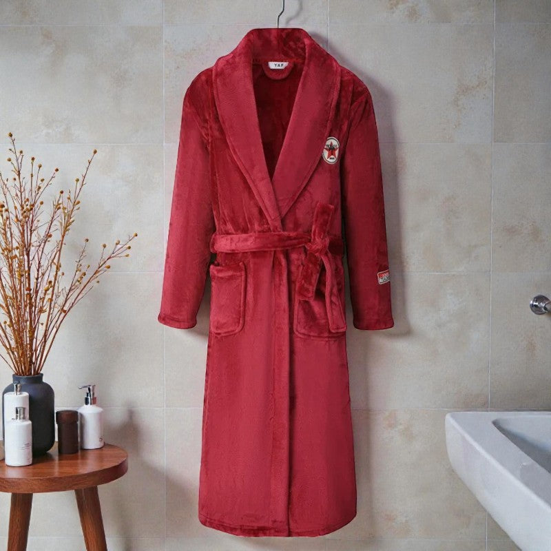 Peignoir homme polaire rouge