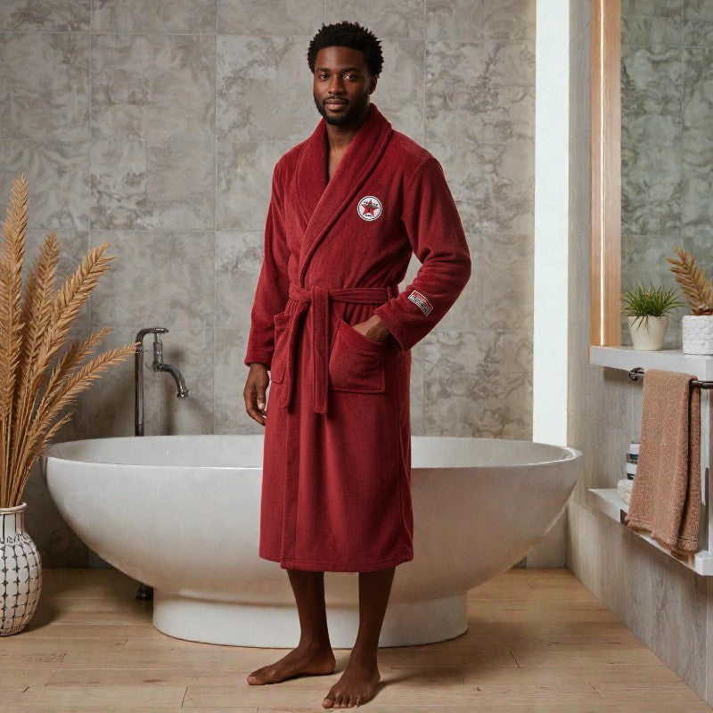 Peignoir homme polaire rouge