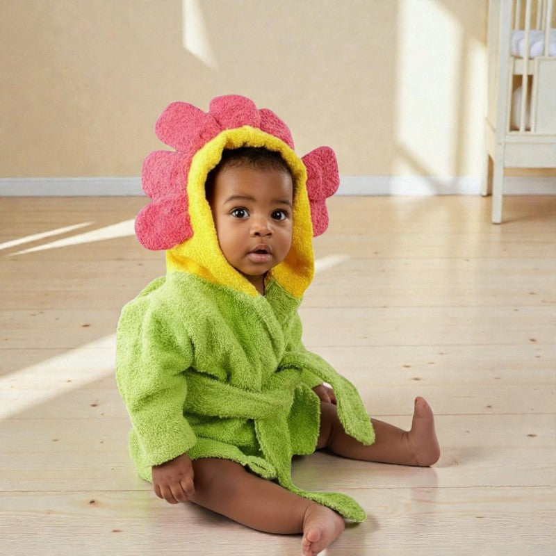 Cape de bain bébé fleur colorée