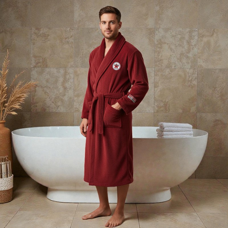 Peignoir homme polaire rouge