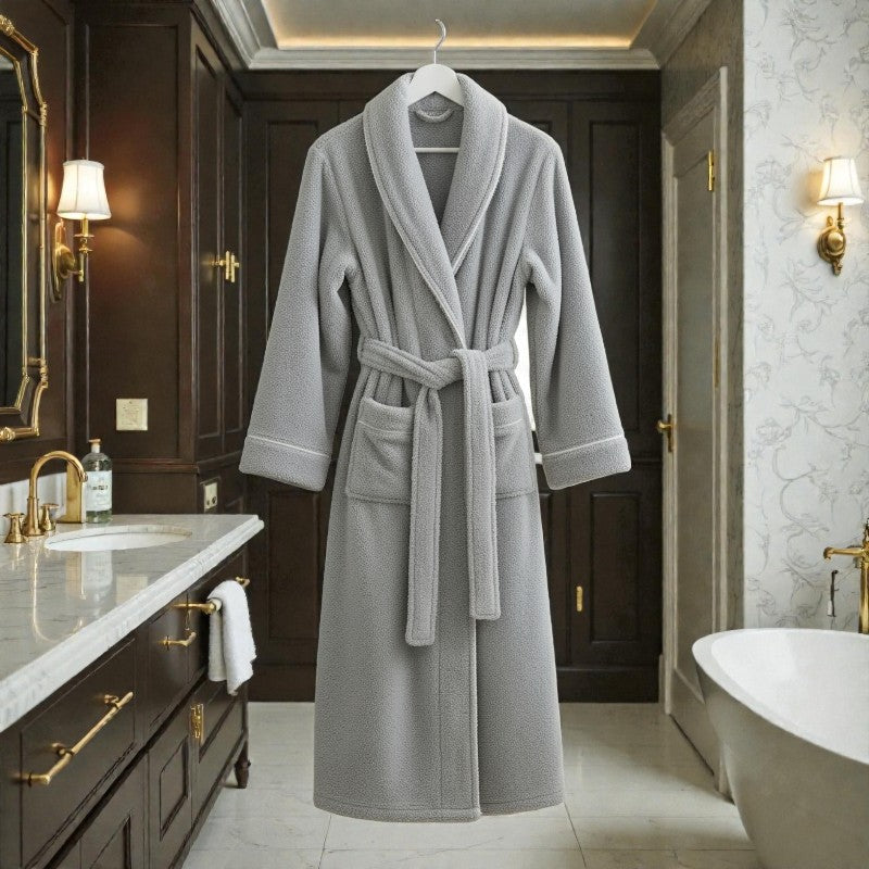 Peignoir femme polaire gris clair