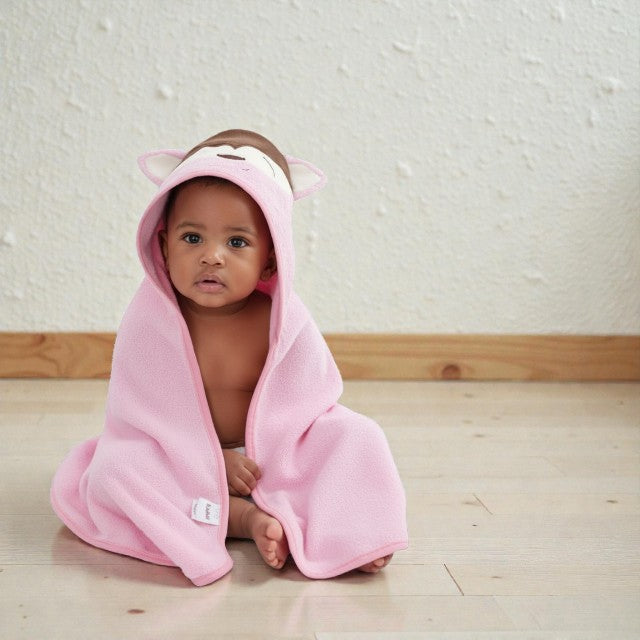 Cape de bain bébé animal rose