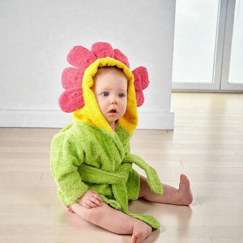 Cape de bain bébé fleur colorée