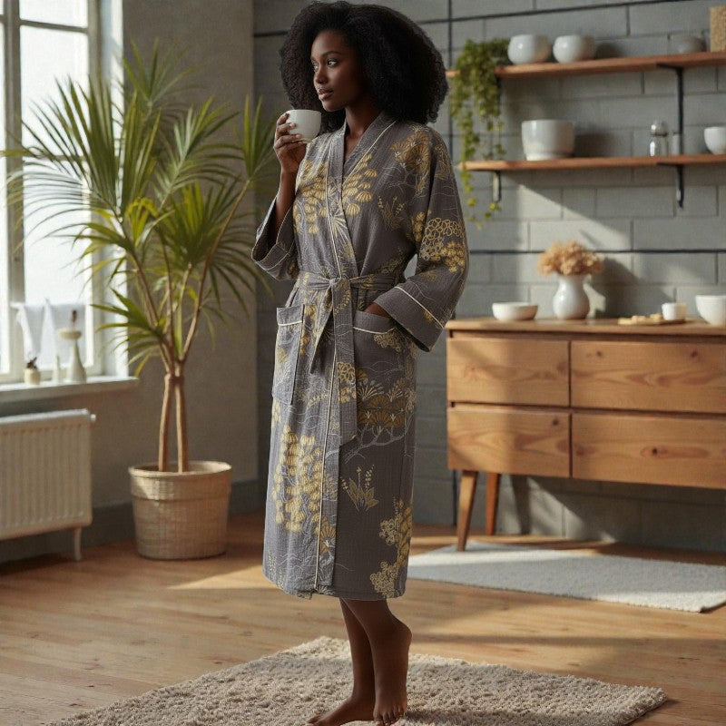 Peignoir femme coton imprimé automne