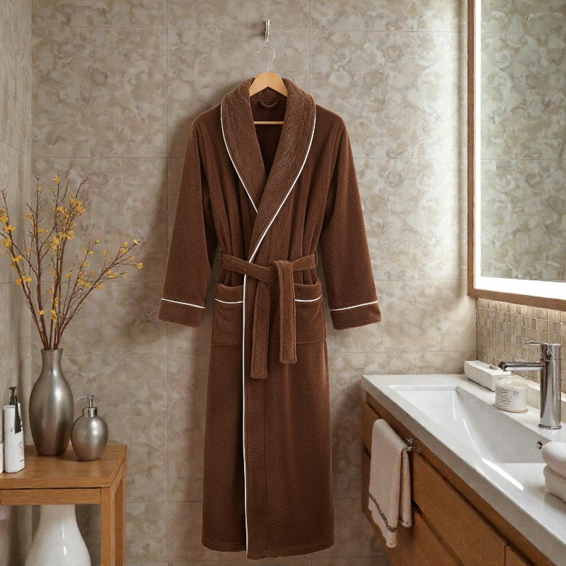 Peignoir homme polaire marron chocolat