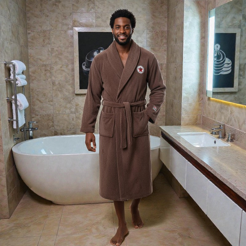 Peignoir homme polaire marron chocolat