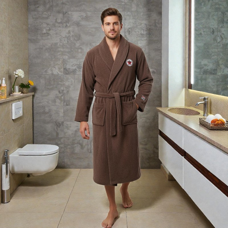 Peignoir homme polaire marron chocolat