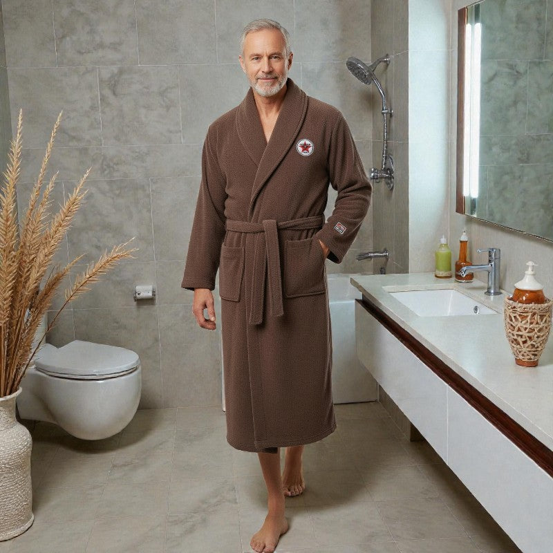 Peignoir homme polaire marron chocolat