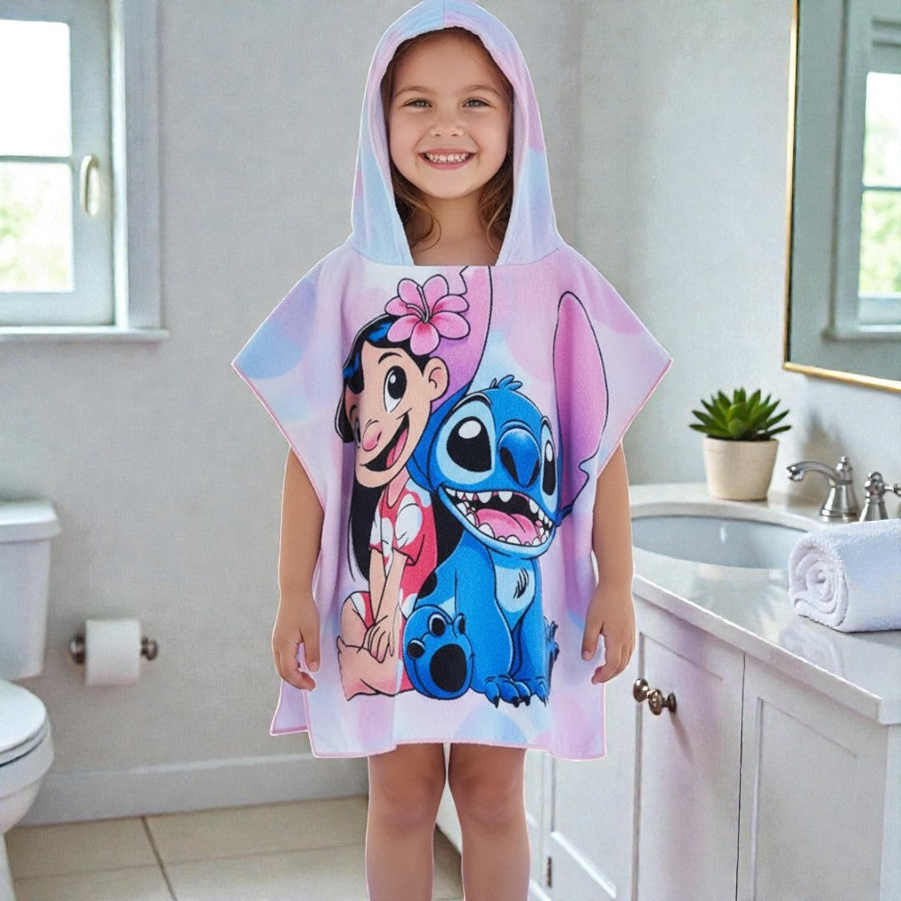 Cape de bain enfant Lilo et Stitch rose