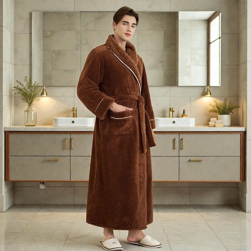 Peignoir homme polaire marron chocolat