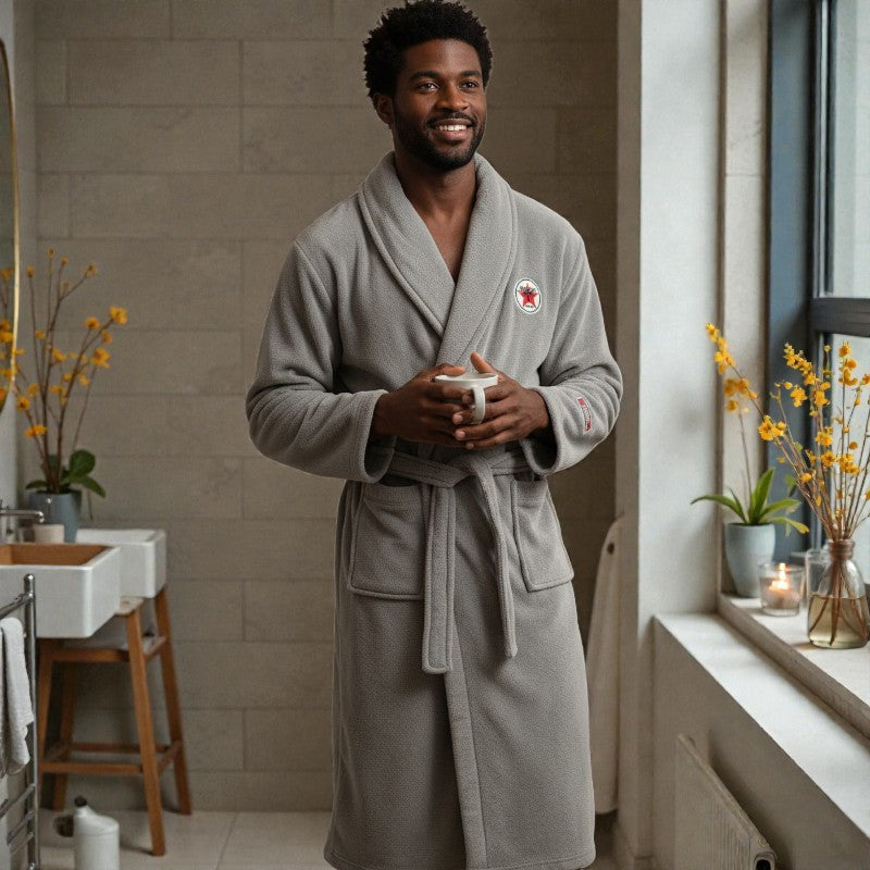 Peignoir homme polaire gris clair