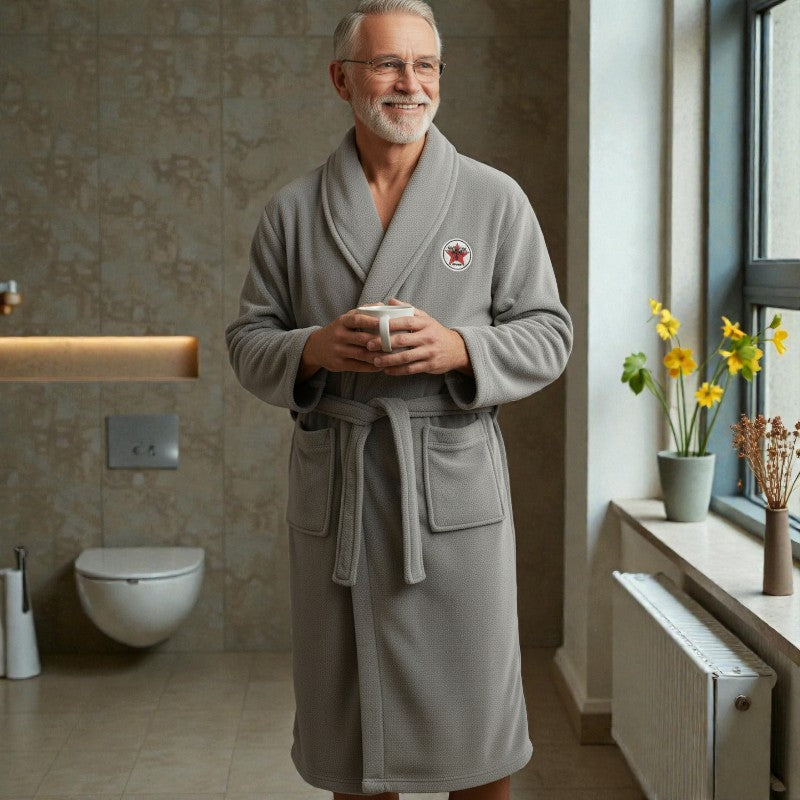 Peignoir homme polaire gris clair