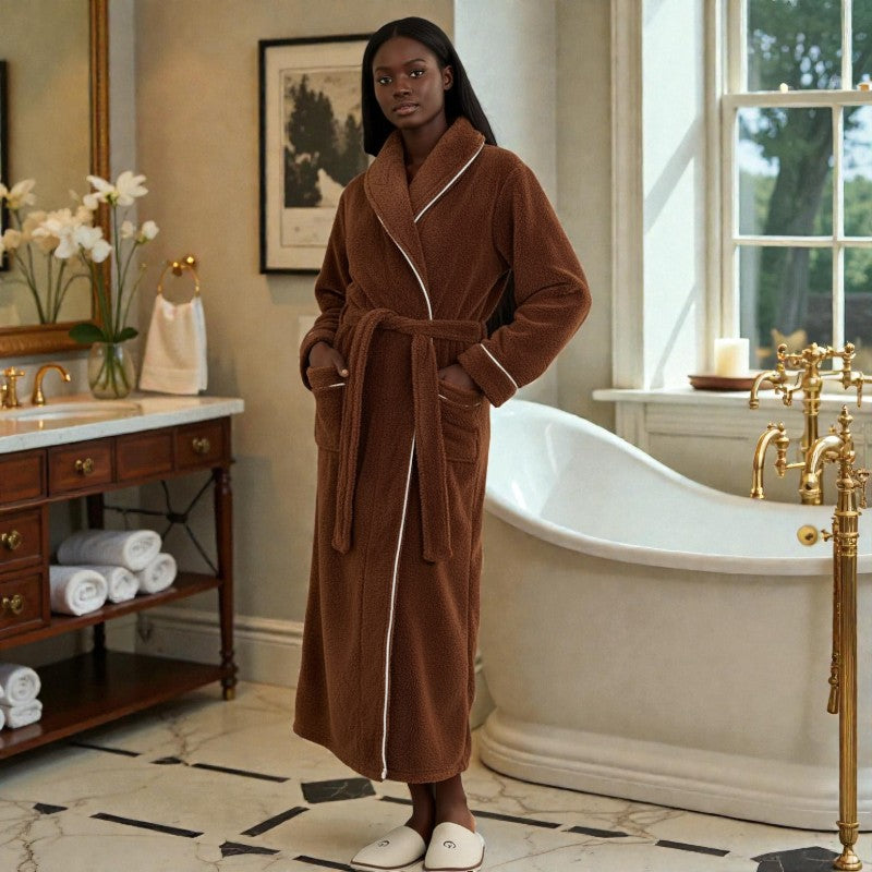 Peignoir femme polaire marron