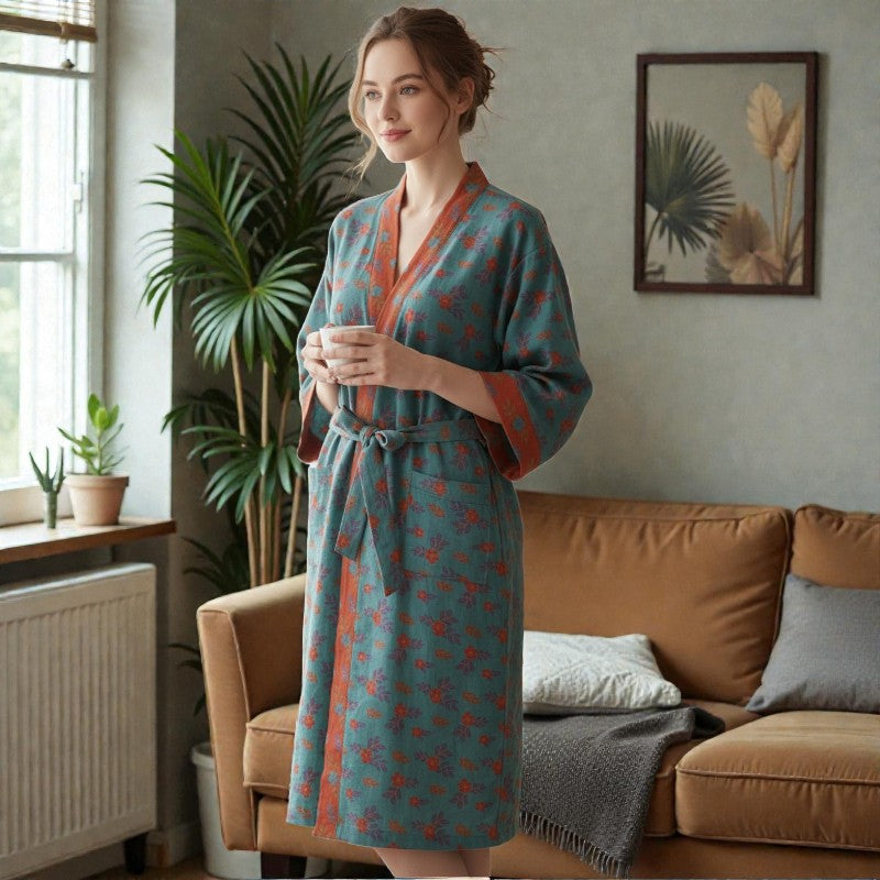 Peignoir femme coton floral