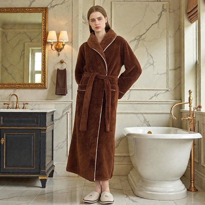 Peignoir femme polaire marron