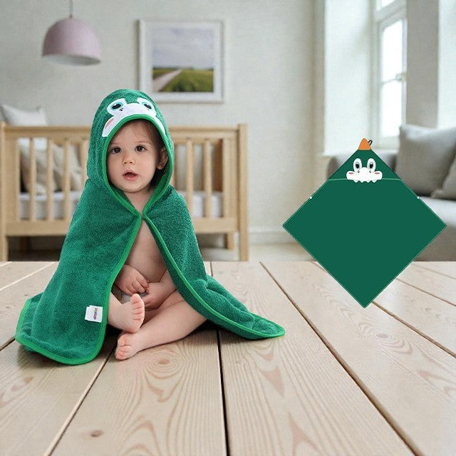 Cape de bain bébé animal vert