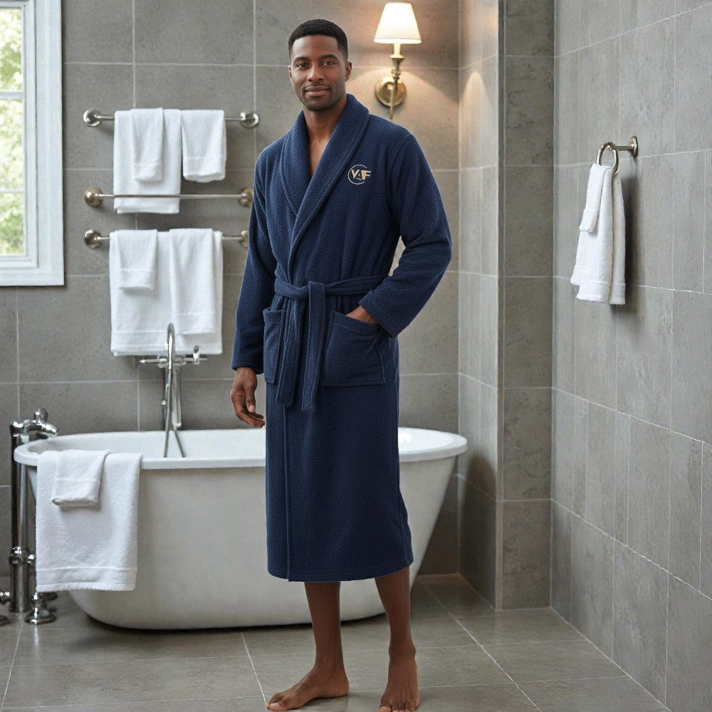 Peignoir homme polaire bleu marine