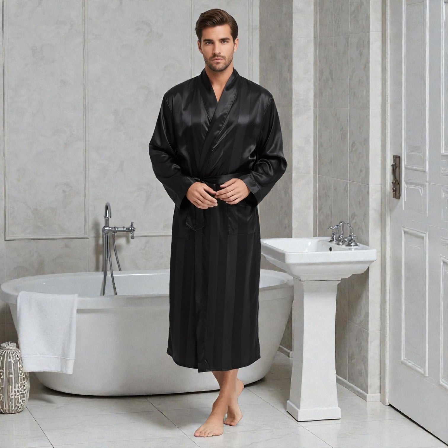 Peignoir Satin Homme Long | Confort
