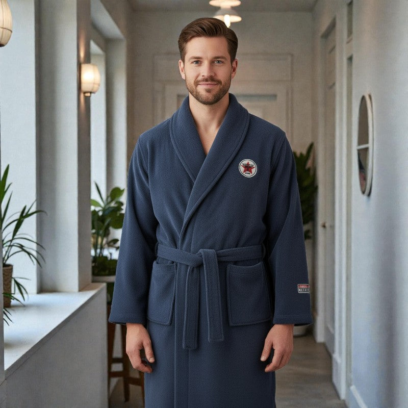 Peignoir homme polaire bleu marine