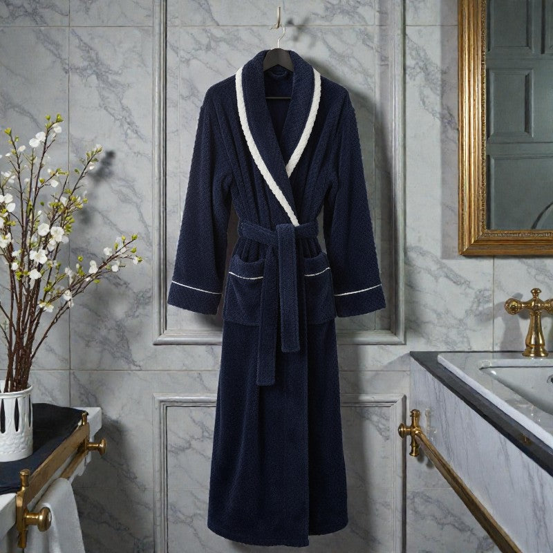 Peignoir femme polaire bleu marine