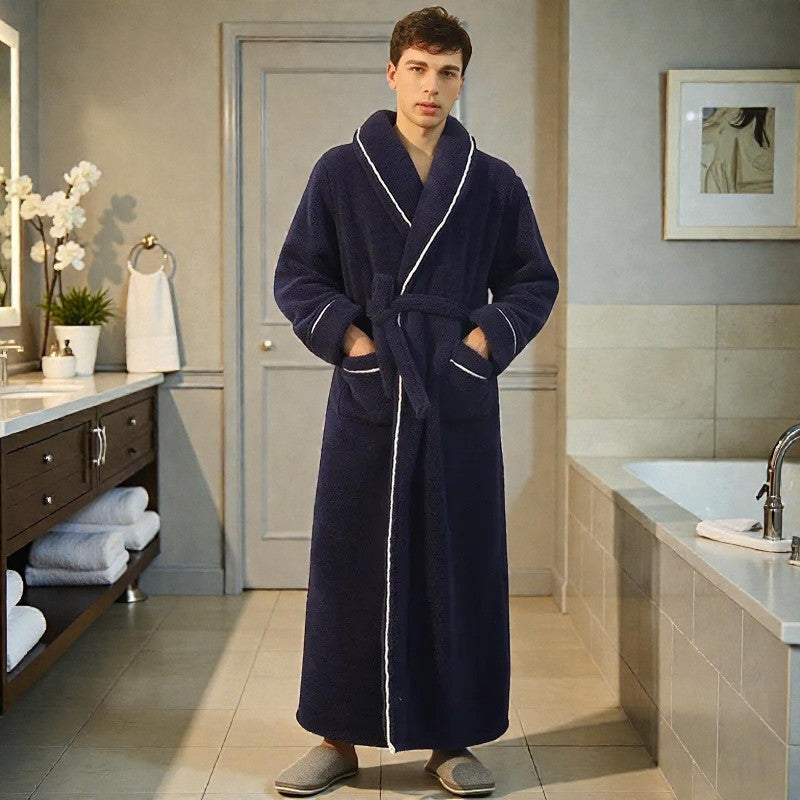 Peignoir homme polaire bleu marine