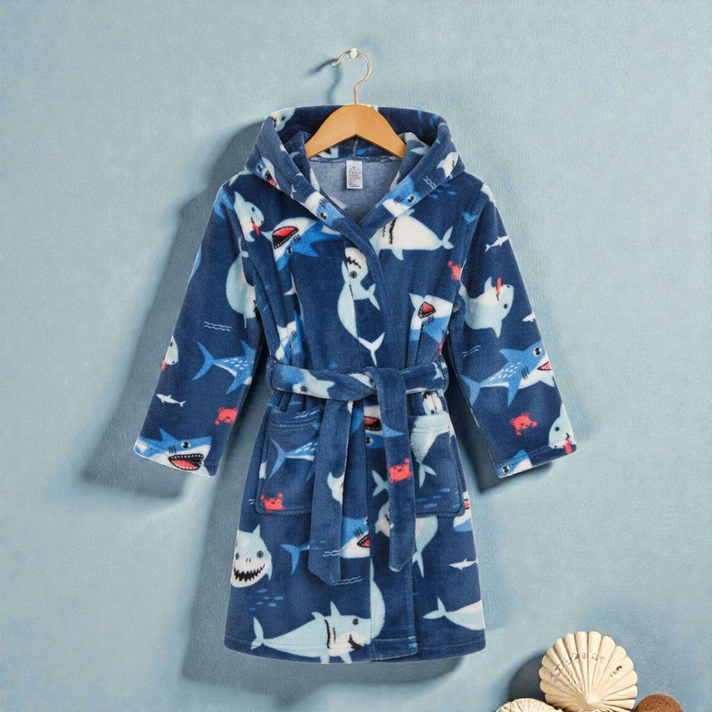 Peignoir enfant polaire à capuche requins