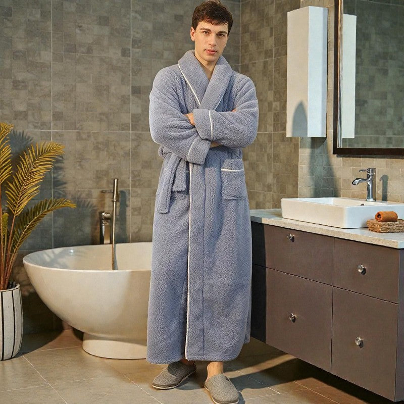 Peignoir homme polaire gris clair