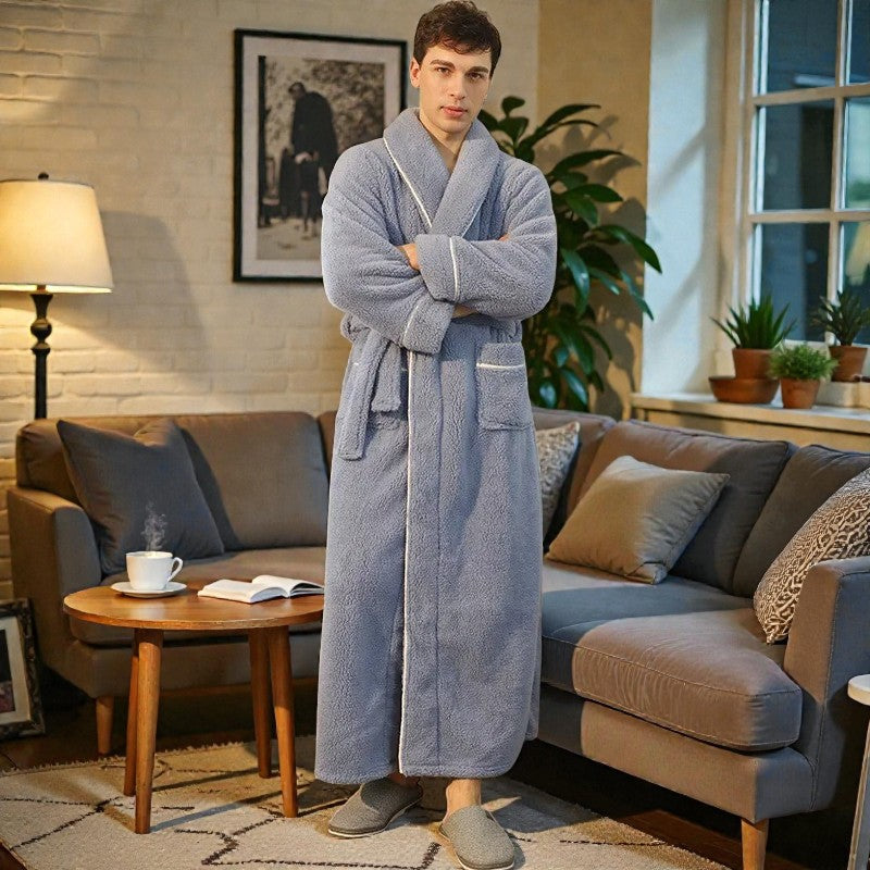 Peignoir homme polaire gris clair
