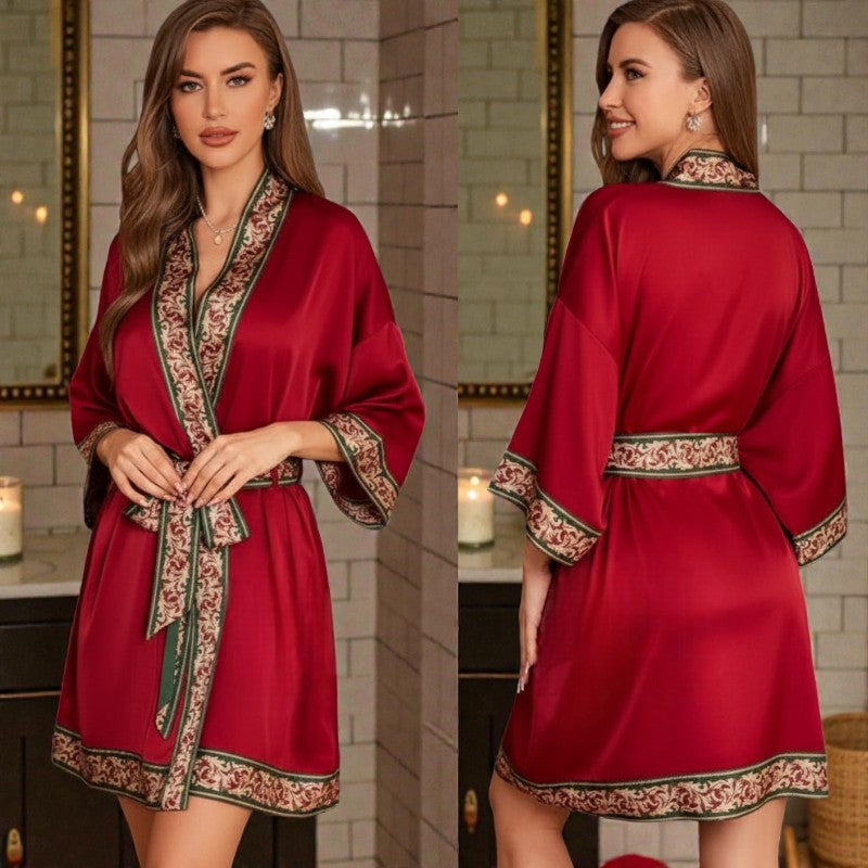 Peignoir femme satin rouge