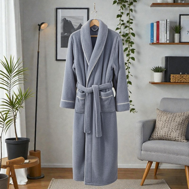 Peignoir homme polaire gris clair