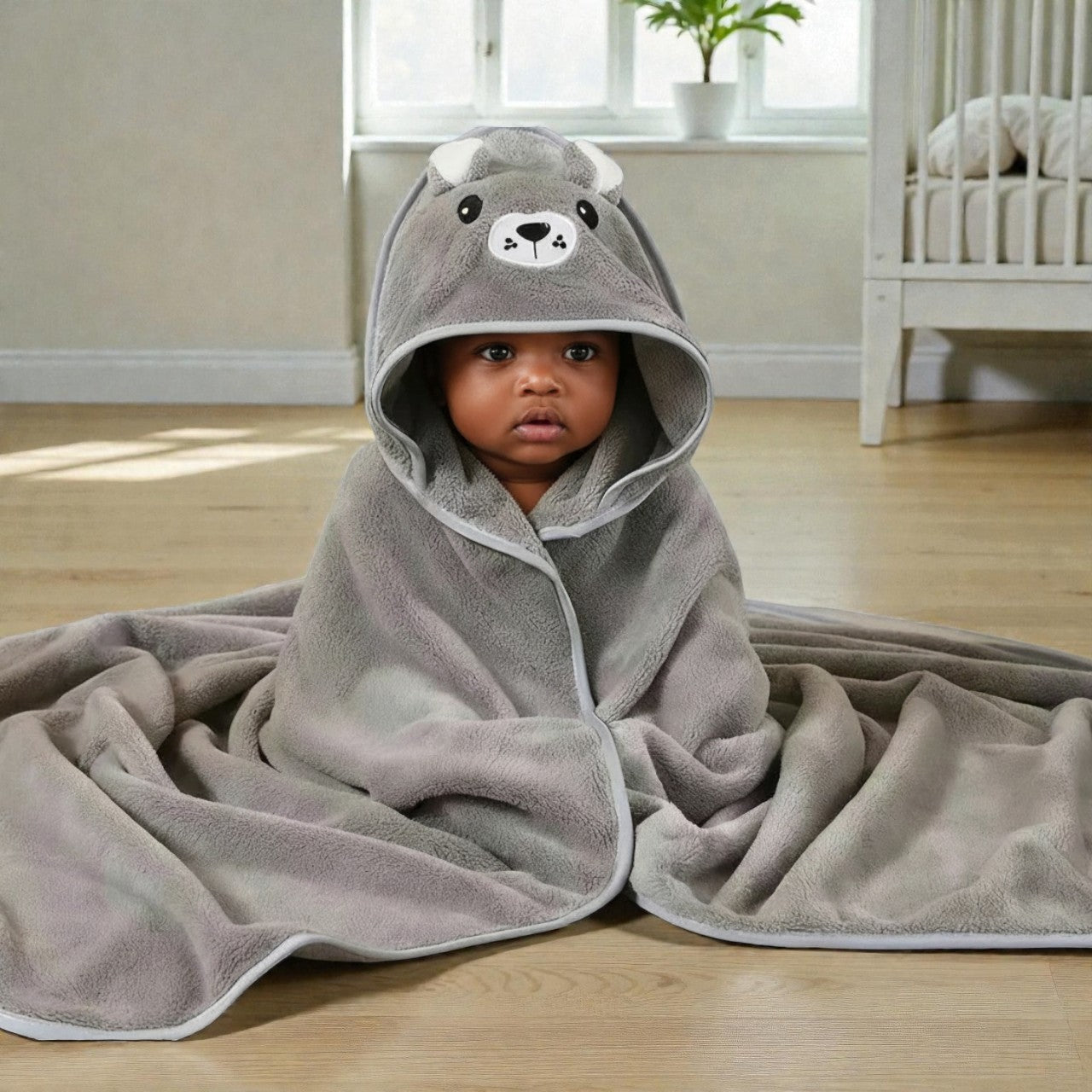 Cape de bain bébé à capuche ours