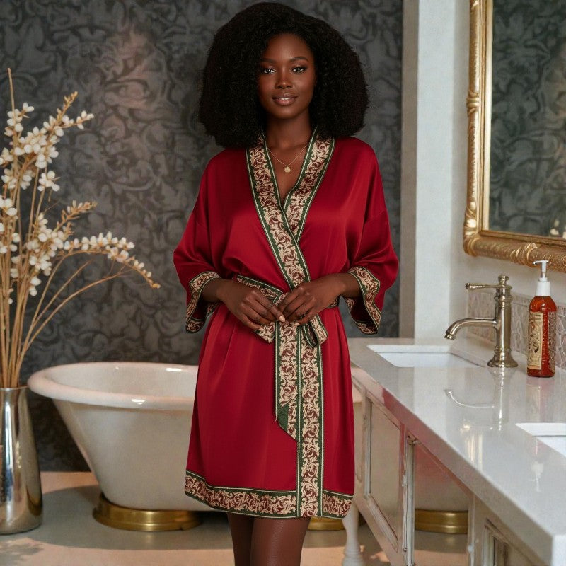 Peignoir femme satin rouge