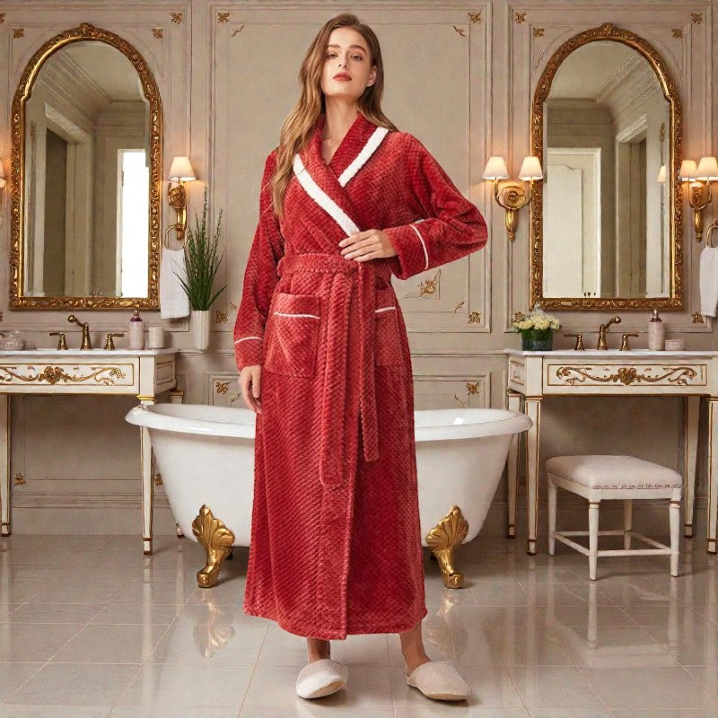 Peignoir femme polaire rouge