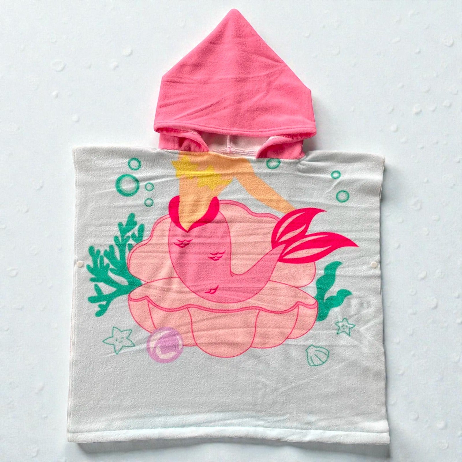 Cape de bain enfant sirène rose