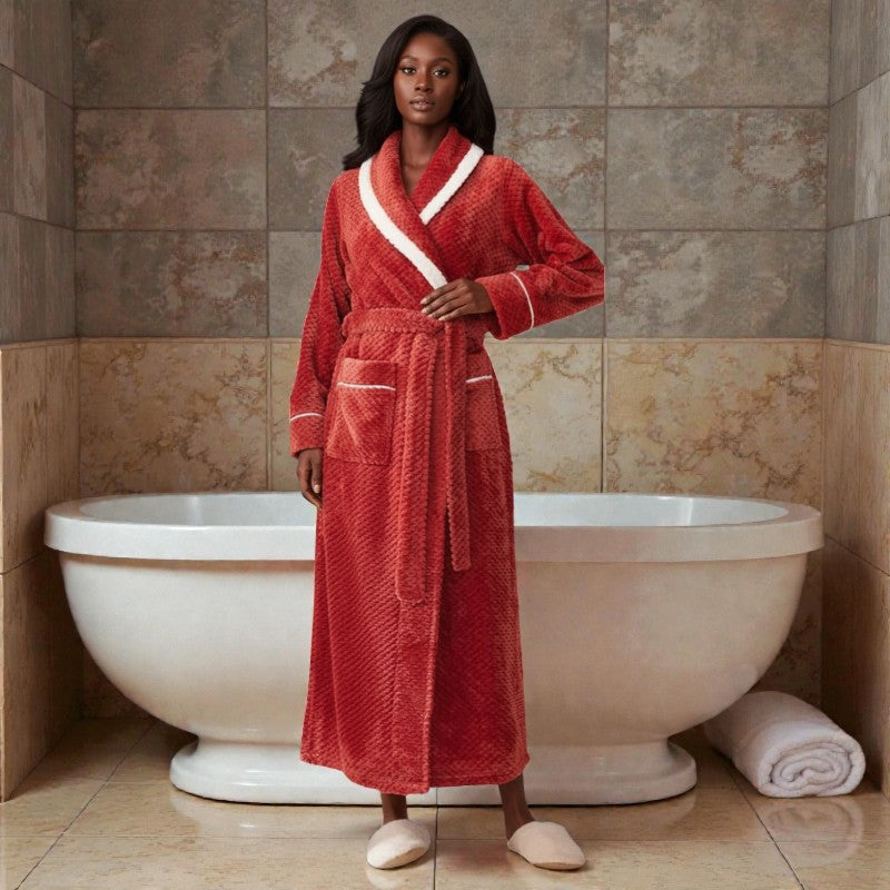 Peignoir femme polaire rouge