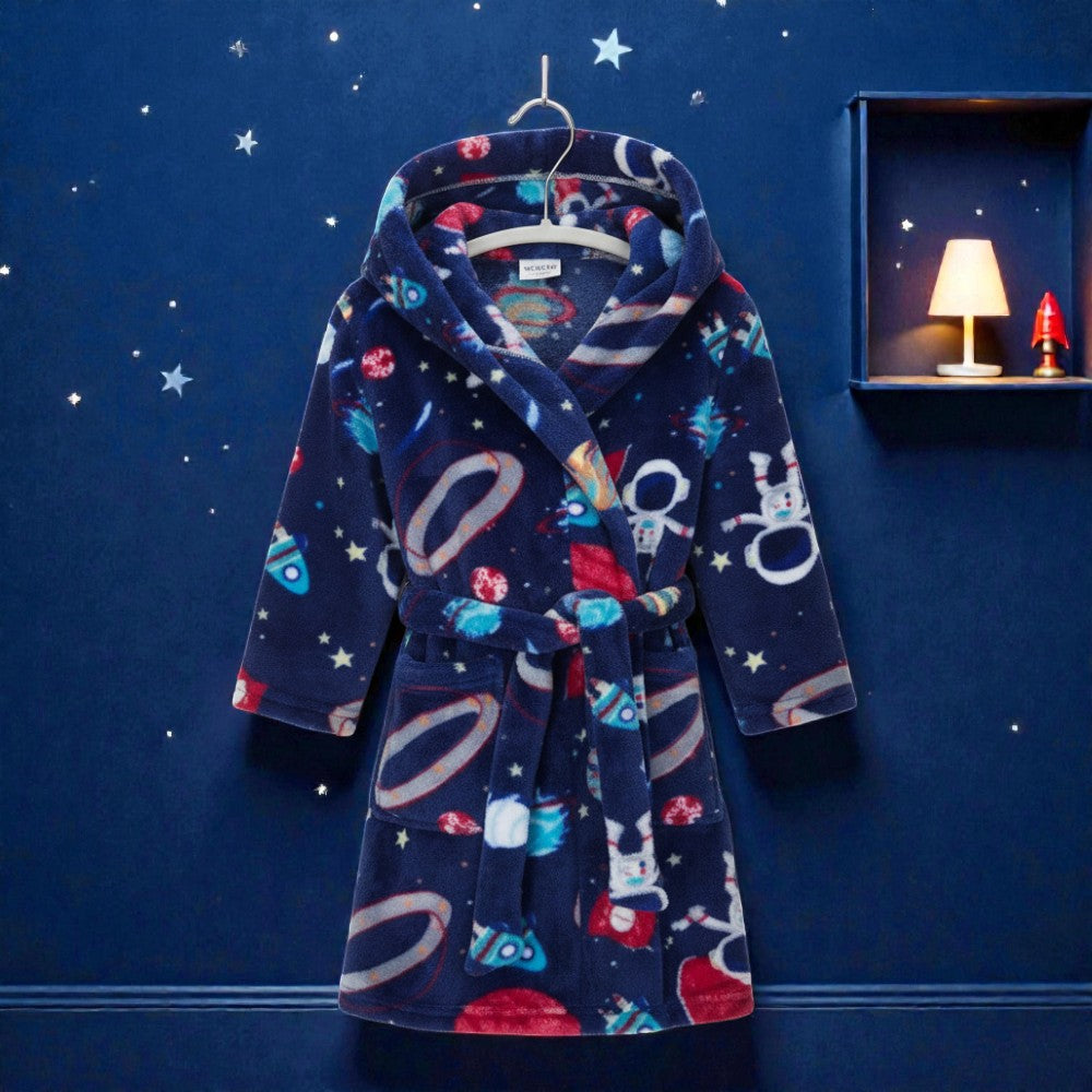 Peignoir enfant polaire à capuche espace