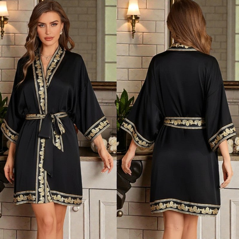 Peignoir femme satin noir