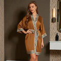 Peignoir Femme en Satin | Caramel Court