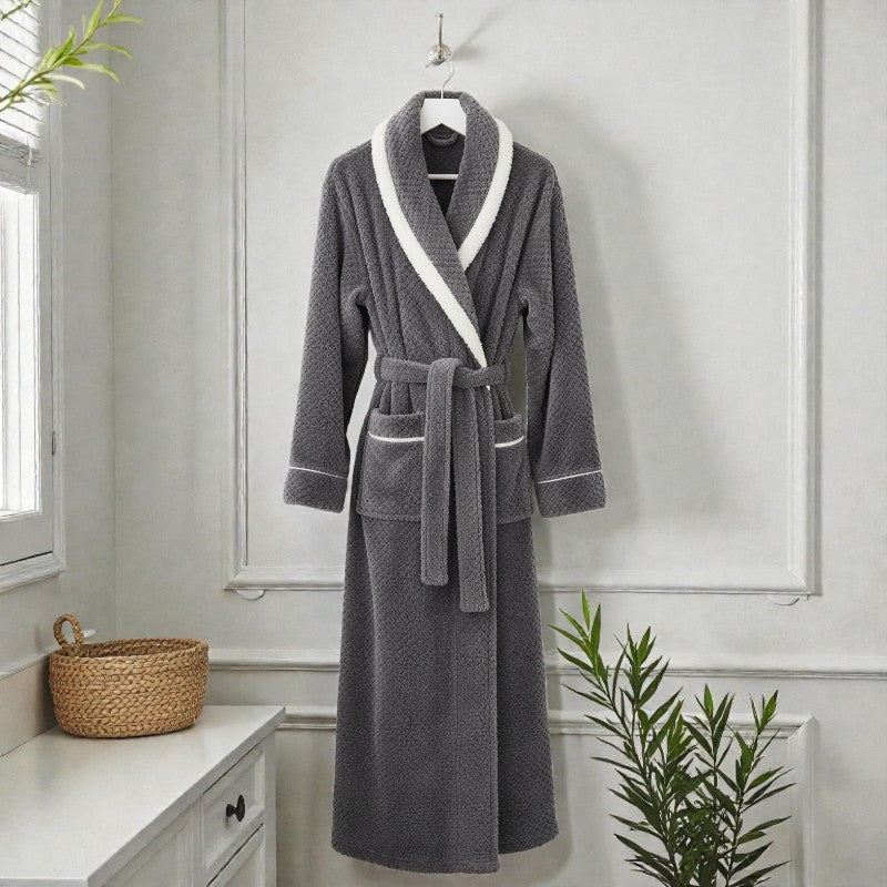 Peignoir femme polaire gris anthracite