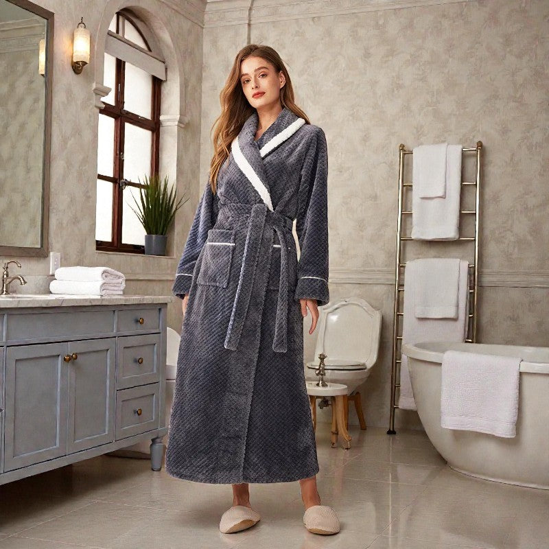 Peignoir femme polaire gris anthracite