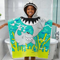 Cape de bain enfant requin gris et vert