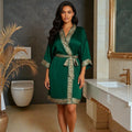 Peignoir Femme | Satin Vert Émeraude