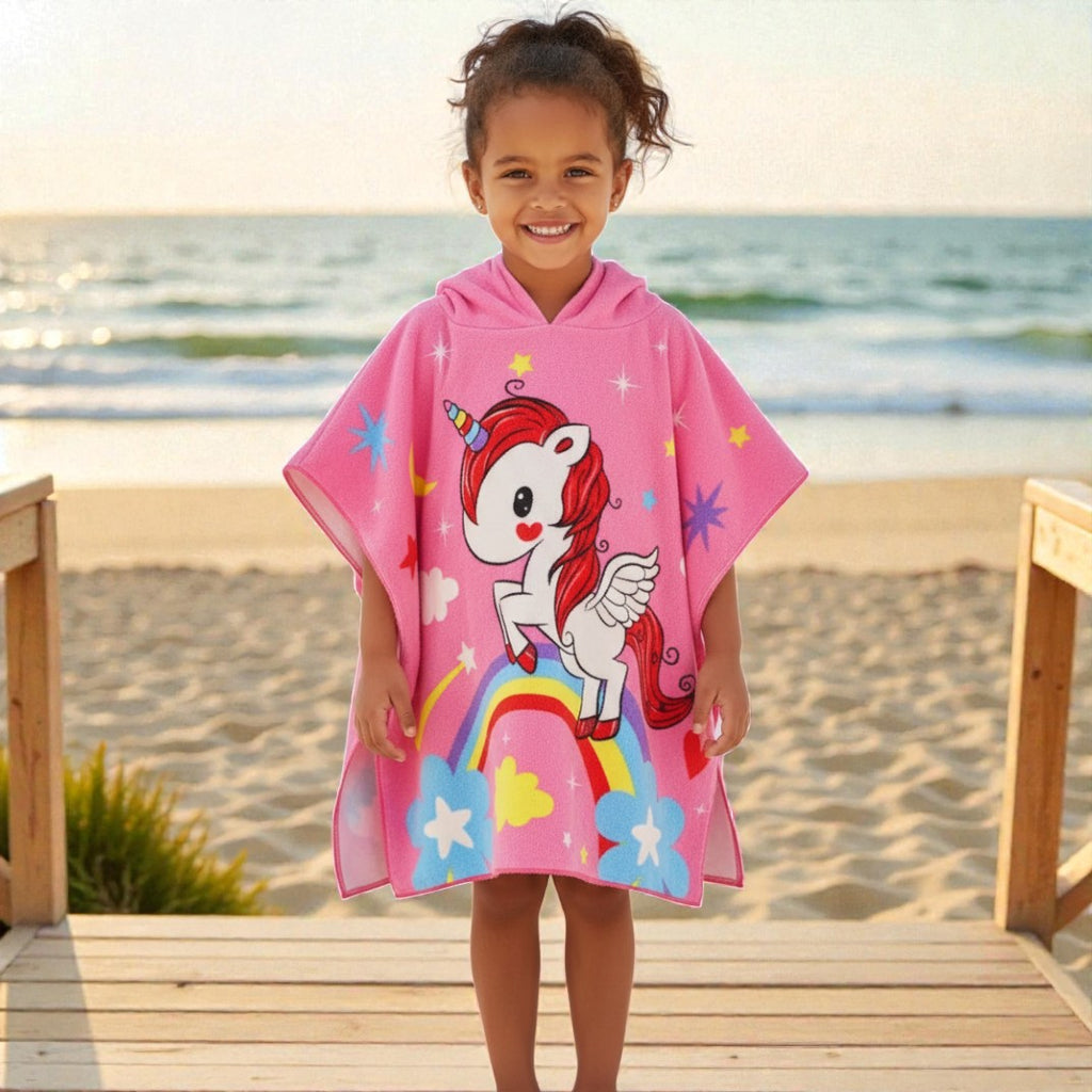 Cape de bain enfant licorne avec capuche