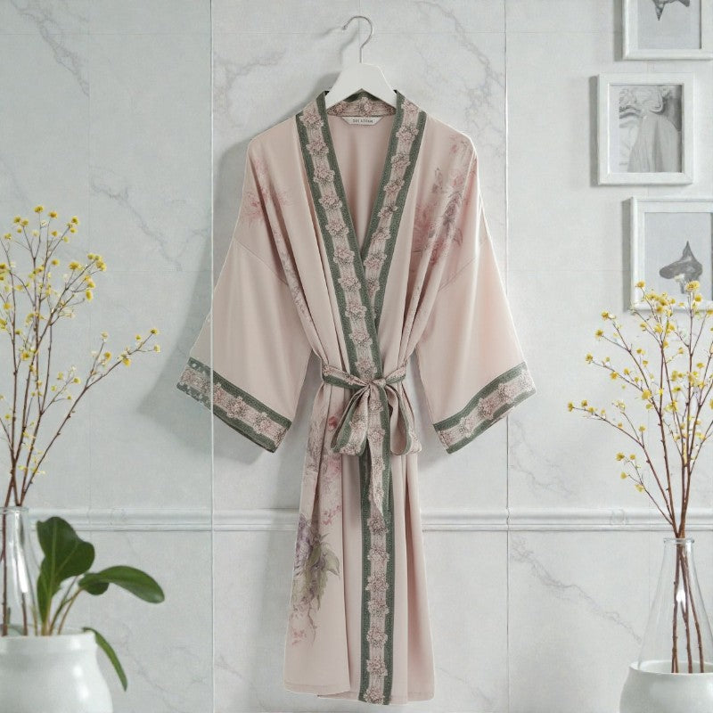 Peignoir femme satin rose