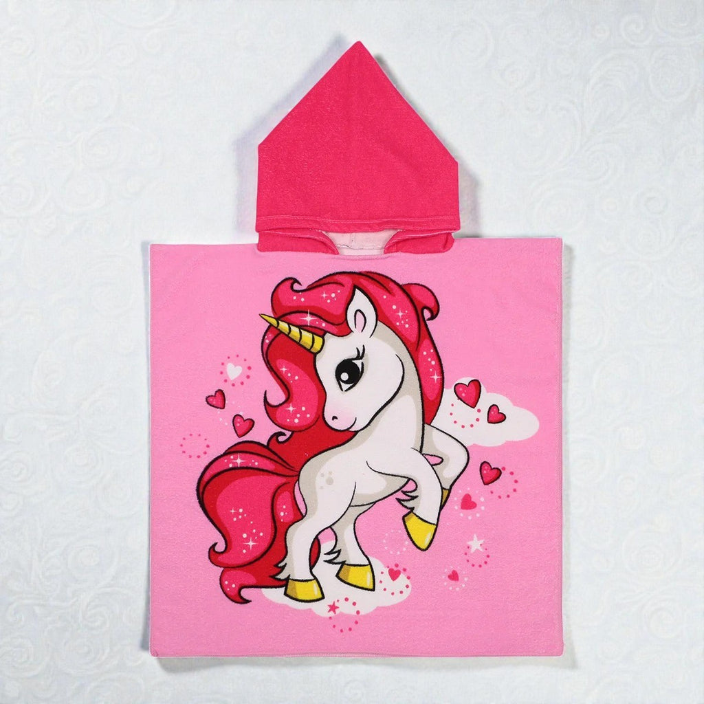 Cape de bain enfant licorne rose