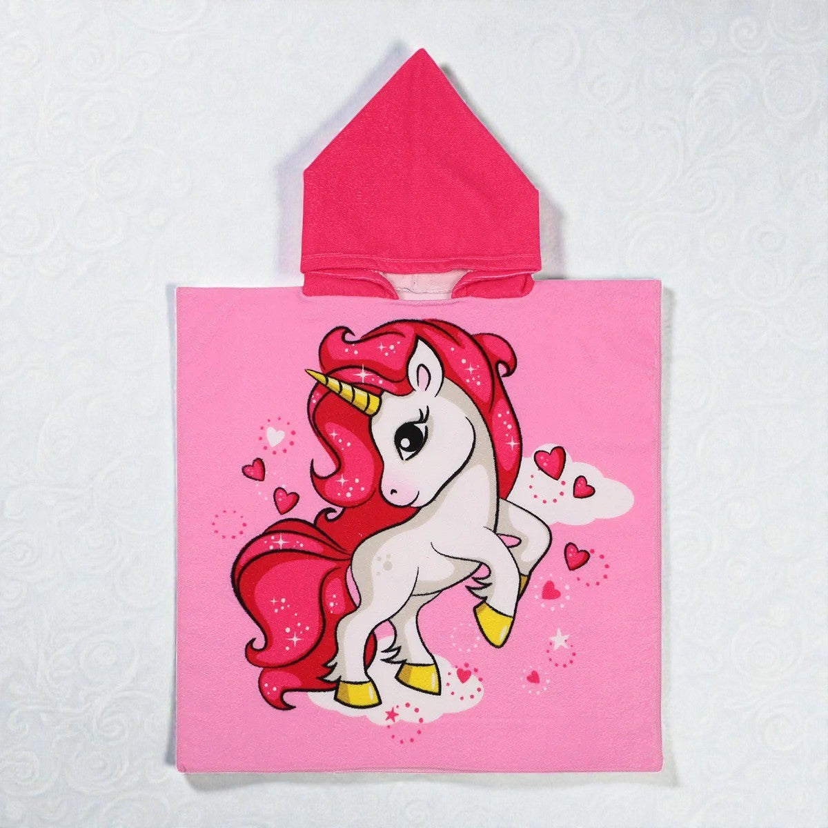 Cape de bain enfant licorne rose