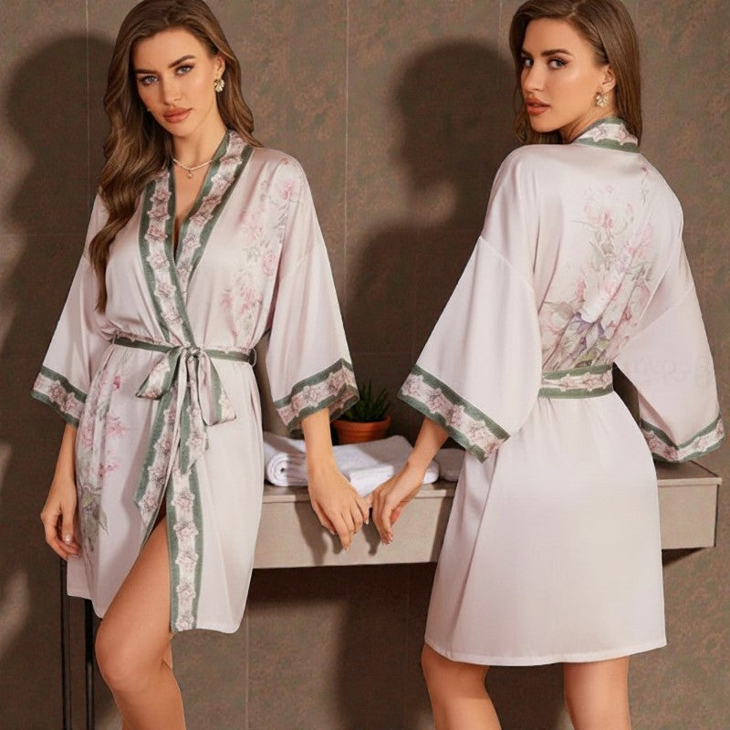 Peignoir femme satin rose